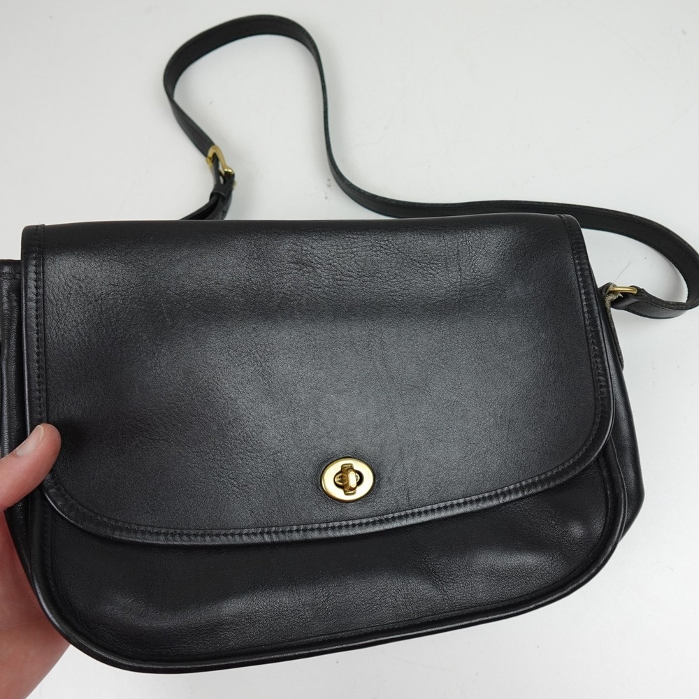 Vintage 1980s Coach Leatherware Leather Crossbody Shoulder Bag Womens Black USA - Picture 2 of 9